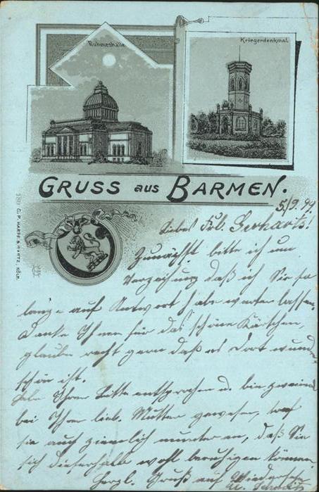 Barmen Wuppertal Ruhmeshalle Kriegerdenkmal Wappen im Mo