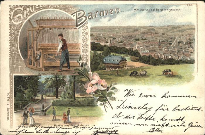 Barmen Wuppertal Blick von Bergbahn Industrie Parkanlage