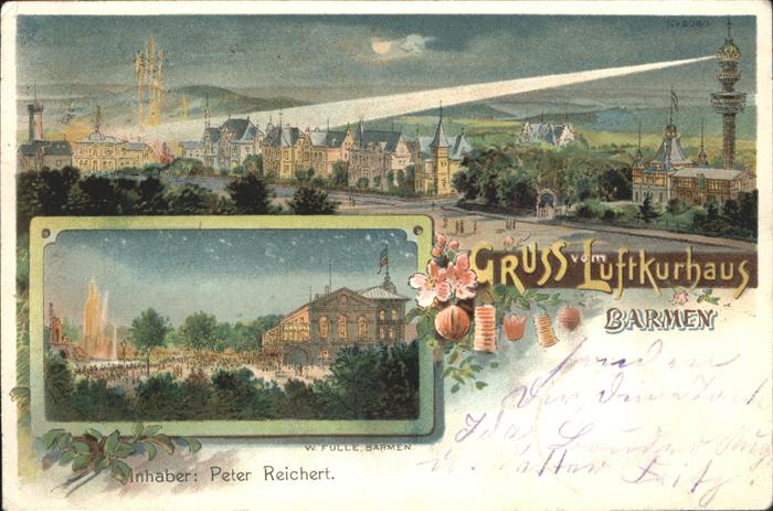 Barmen Wuppertal Teilansicht im Mondschein Park Turm