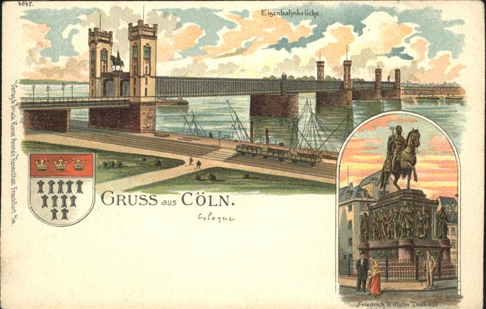 Koeln Rhein Eisenbahnbruecke Friedrich-Wilhelm-Denkmal