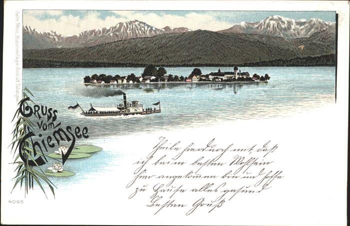 Chiemsee Bayern See Insel Schiff