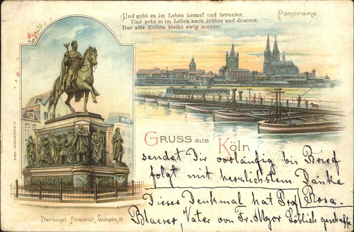 Koeln Rhein Dom Brücke Rhein Schiffe Denkmal Friedr