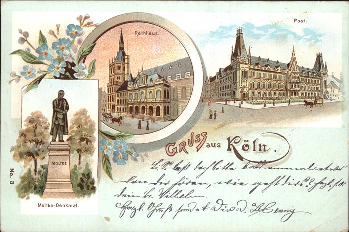 Koeln Rhein Rathaus Moltke-Denkmal Post