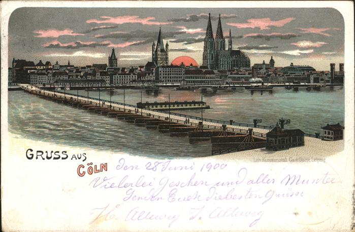 Koeln Rhein Dom Brücke Rhein Schiffe