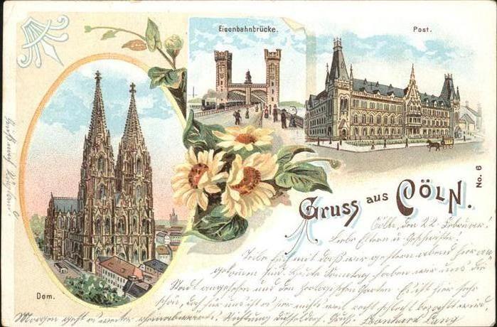 Koeln Rhein Post Eisenbahnbrücke Dom
