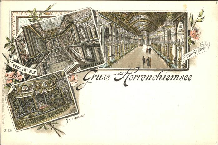 Chiemsee Bayern Schloss Herrenchiemsee Grosse Galerie Treppenhaus Prunkzimmer