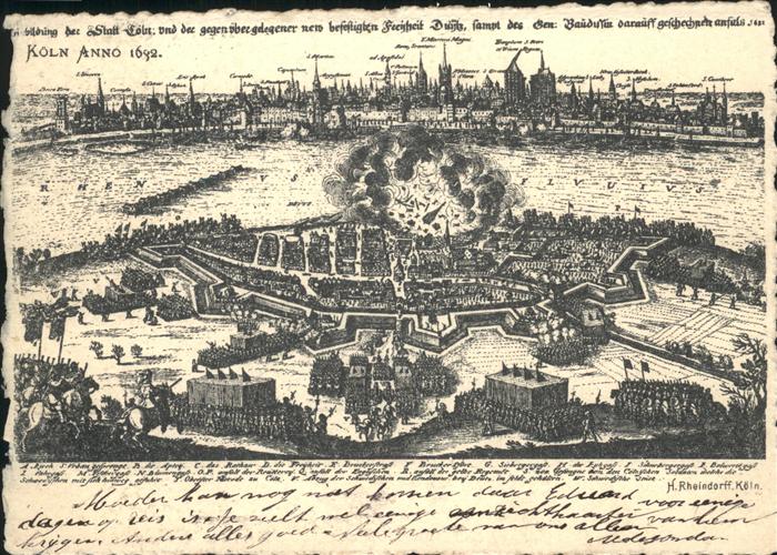 Koeln Rhein Stich von 1692