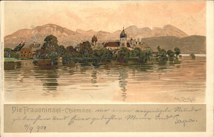Chiemsee Bayern Fraueninsel Kuenstlerkarte