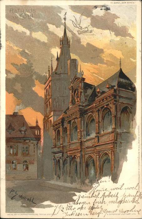 Koeln Rhein Rathaus Künstlerkarte