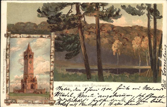 Grunewald Berlin Kaiser-Wilhelm-Turm Künstlerkarte