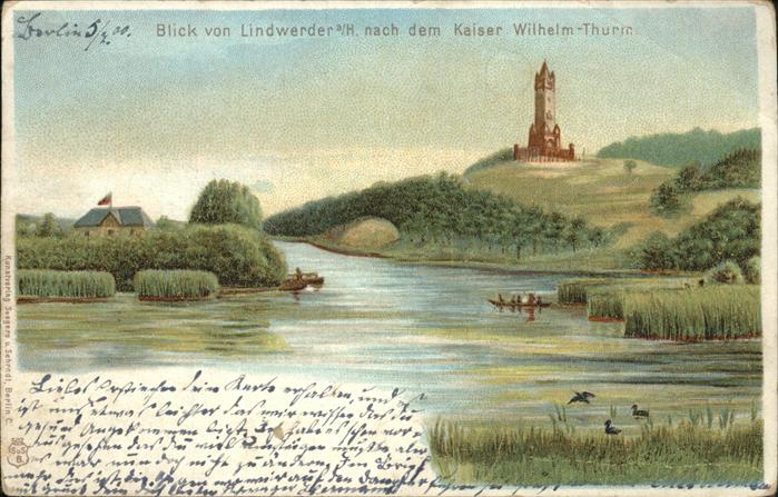 Lindwerder Kaiser-Wilhelm-Turm Künstlerkarte
