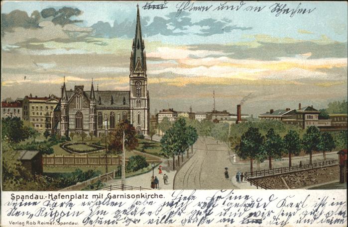 Spandau Hafenplatz Garnisonskirche Kuenstlerkarte