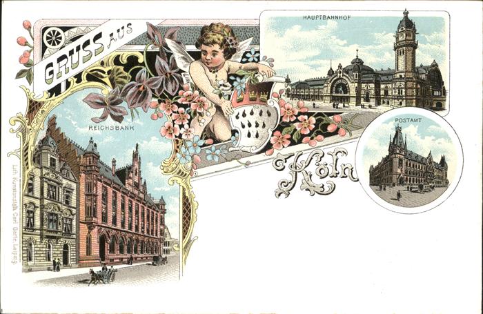 Koeln Rhein Hauptbahnhof Reichsbank Postamt Engel