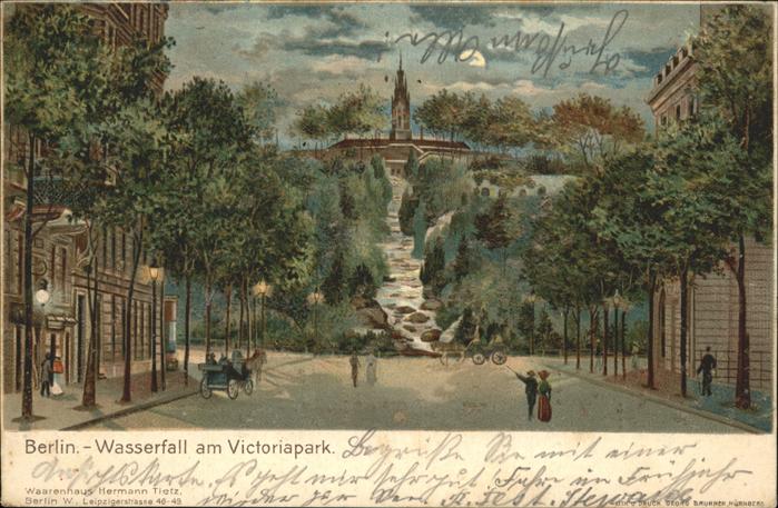 Berlin Wasserfall am Victoriapark Pferdekutsch