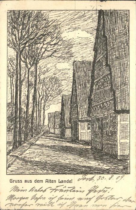 Hannover altes Land Häuserreihe Künstlerkarte