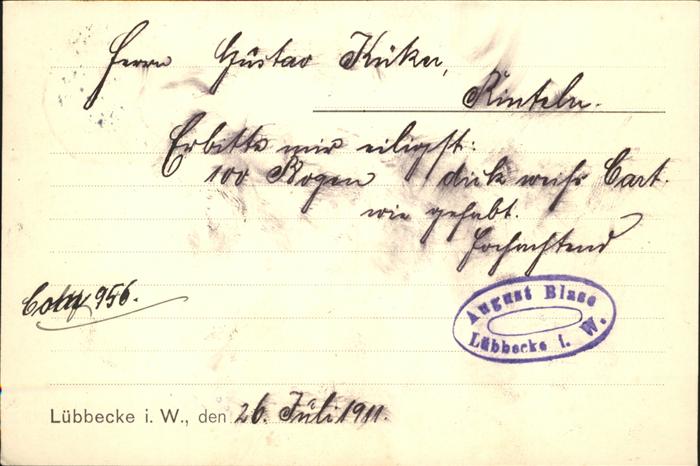 Luebbecke Westfalen Zigarrenfabrik August Blase