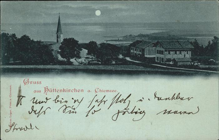 Chiemsee Bayern Huettenkirchen bei Nacht