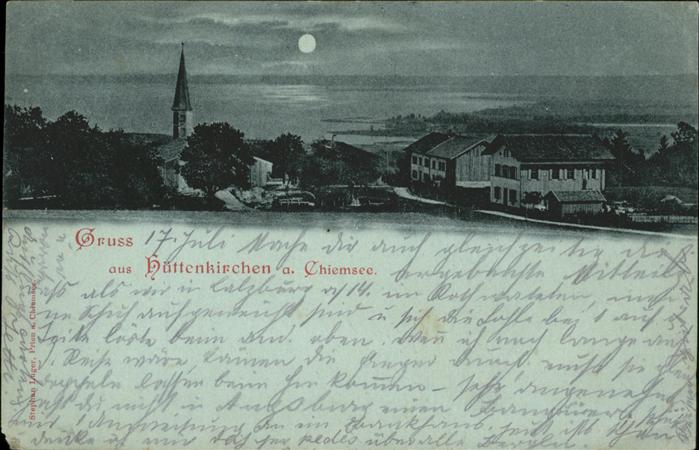 Chiemsee Bayern Huettenkirchen bei Nacht