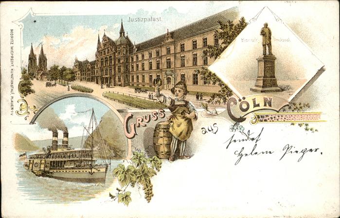 Koeln Rhein Justizpalast Schiff
