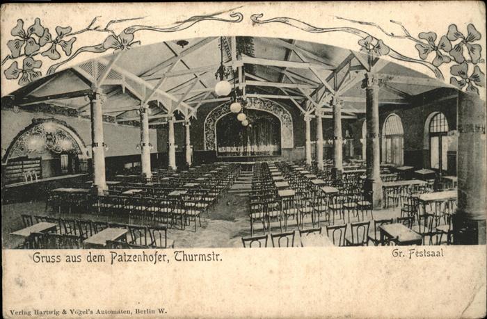 BERLIN  CITY Patzenhofer Thurmstrasse Theater Festsaal