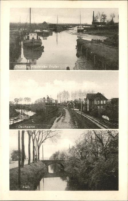 Stade Niederelbe Hafen Deich Fleth