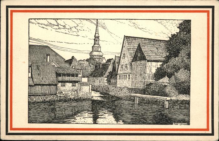 Stade Niederelbe Bei der Börde Zeichnung Künstlerkarte L