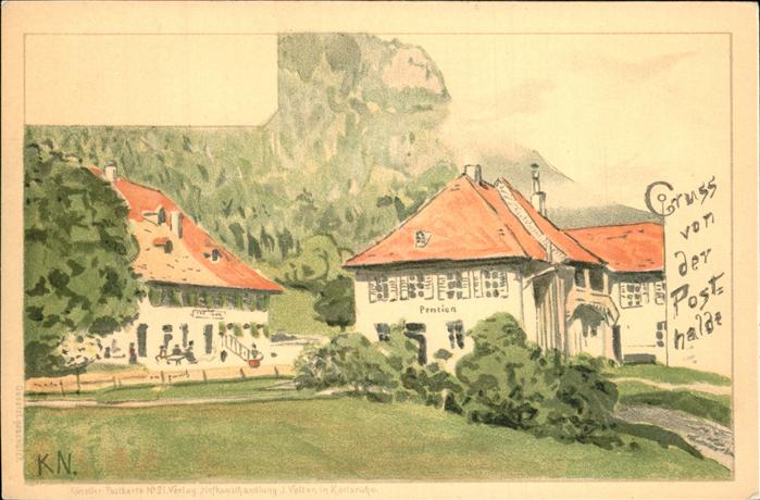 Bernau Schwarzwald Posthalde Pension Kuenstlerkarte