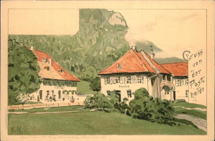 Hinterzarten Posthalde Pension Künstlerkarte