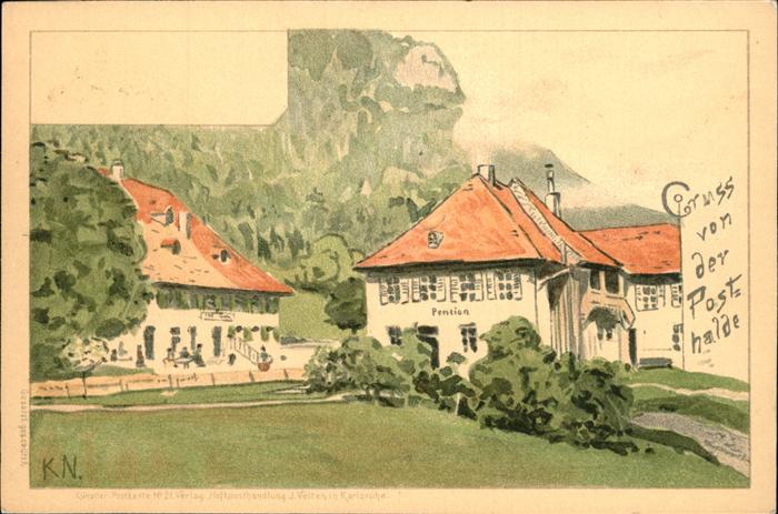 Bernau Schwarzwald Posthalde Pension Künstlerkarte