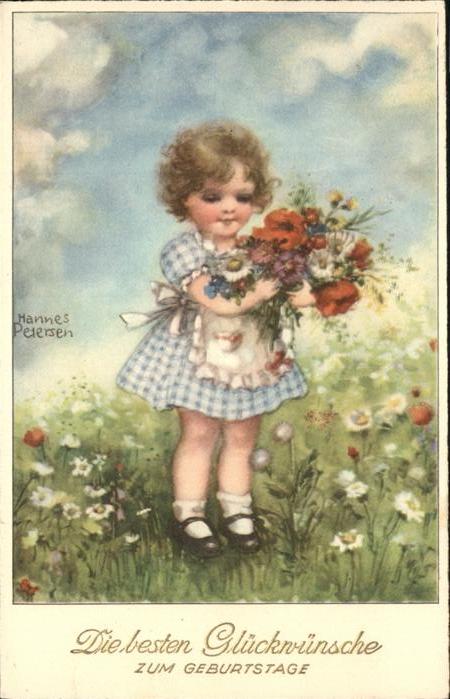 Petersen Hannes Geburtstag Kind Blumen Alabaster-Serie