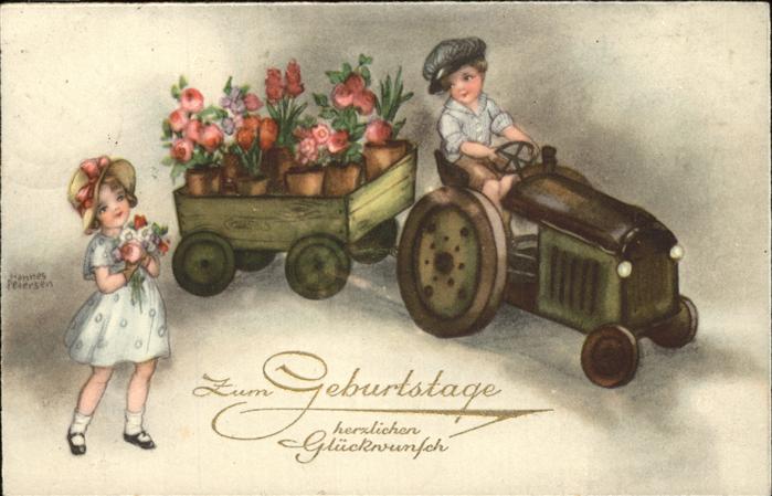 Petersen Hannes Geburtstag Traktor Kinder Blumen