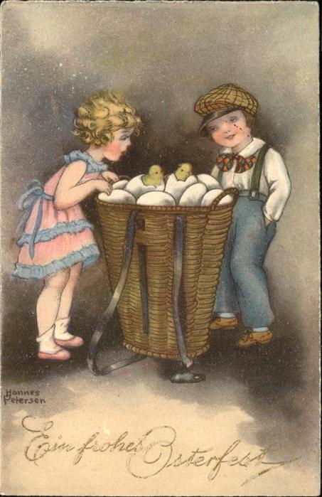 Petersen Hannes Ostern Kinder Eier Küken Korb