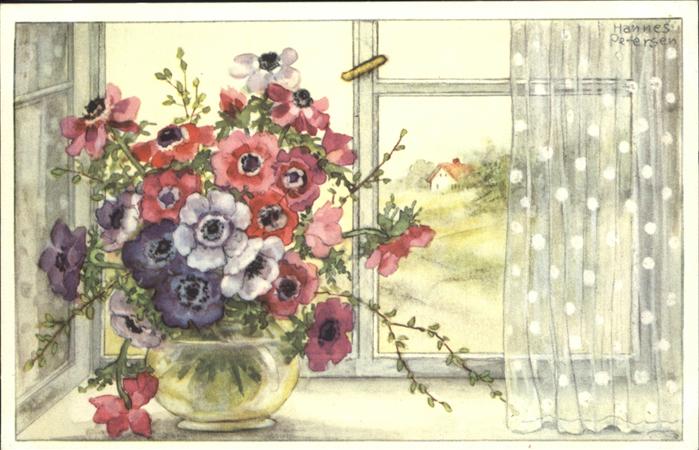 Petersen Hannes Nr. 135 Blumen Fenster Gardine