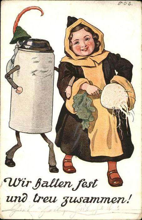 Muenchner Kindl Rübe Bierkrug vermenschlicht