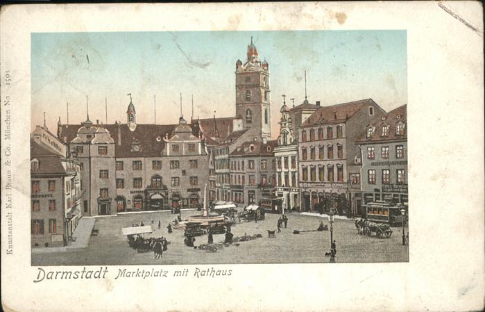 Verlag Braun Nr. 1501 Darmstadt Marktplatz Rathaus