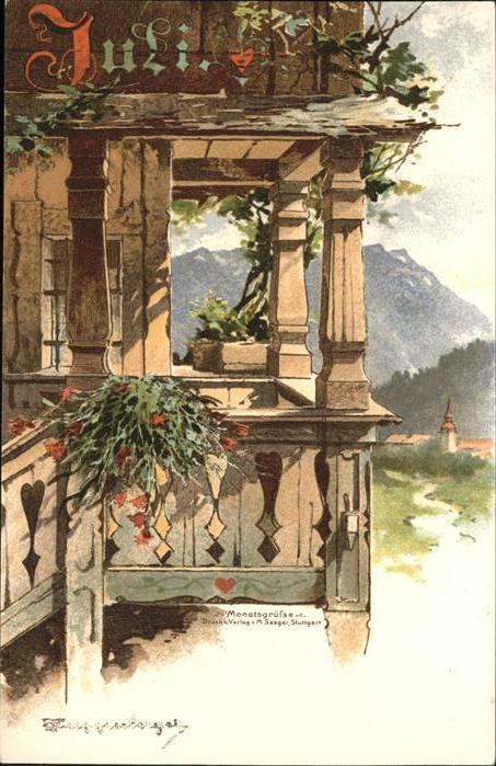 Monatskarte Juli Verlag-M. Seeger Stuttgart