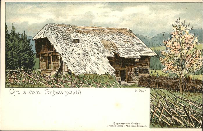 Schwarzwaldhaeuser Kuenstlerkarte Hermann Daur