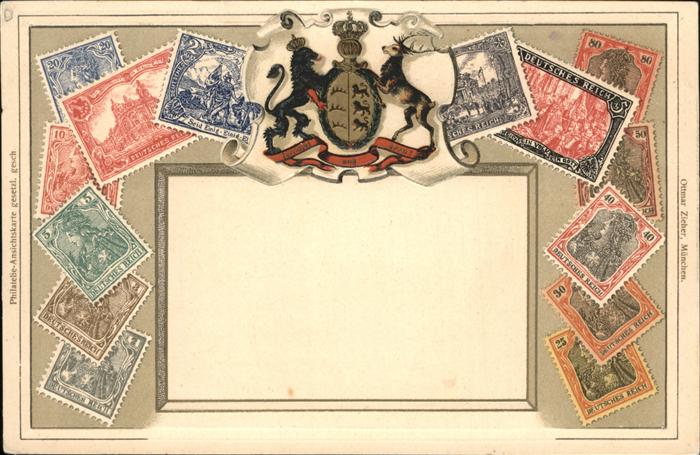 Briefmarken auf Postkarte Deutsches Reich Germania