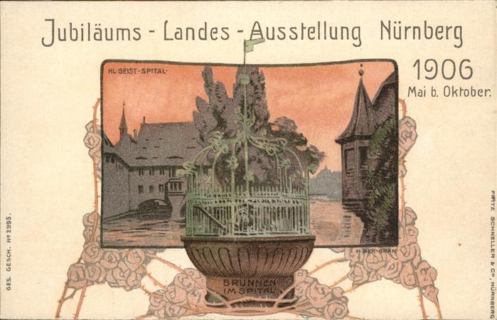Ausstellung Bayr Landes Nuernberg 1906 Heiligengeist-Spital Brunnen