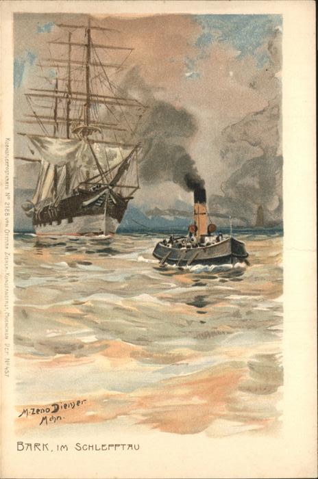 Diemer Zeno Litho Nr. 2188 Bark Segelschiff