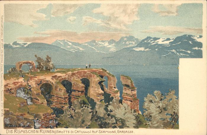Diemer Zeno Litho Nr. 1364 Römische Ruinen Sermione Garda