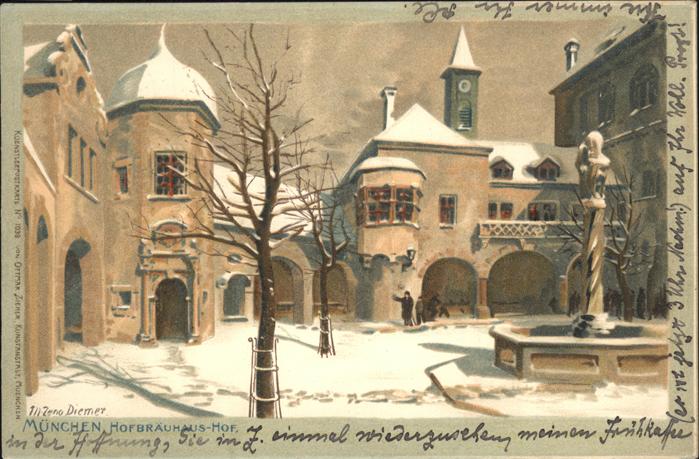 Diemer Zeno Litho Nr. 1039 München Hofbräuhaus-Hof