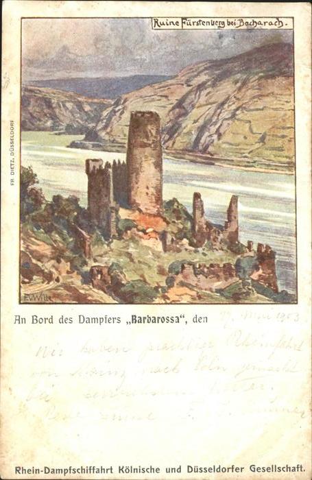 Wille F.v. Ruine Fürstenberg Bacharach