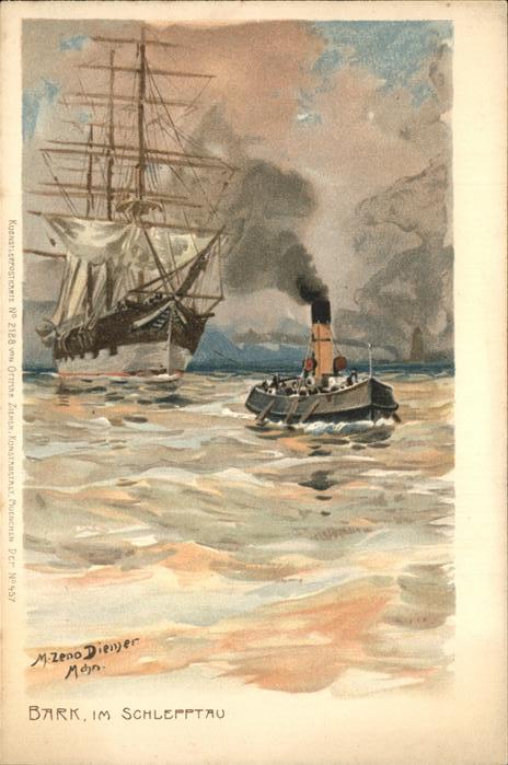 Diemer Zeno Litho Nr. 2188 Bark Segelschiff