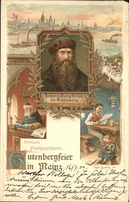 Gutenberg Johannes Buchdruck Mainz Litho