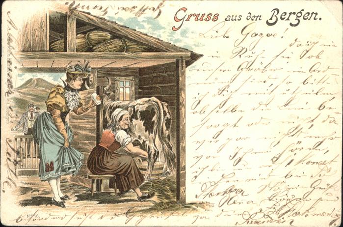 Gruss aus den Bergen Nr. 16 Kuh melken