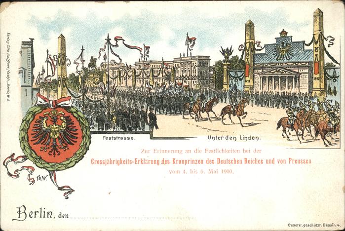 Adel Preussen Berlin Litho Unter den Linden