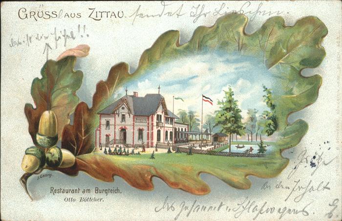 Eichenblatt-Litho Zittau Restaurant Burgteich Otto Böttch