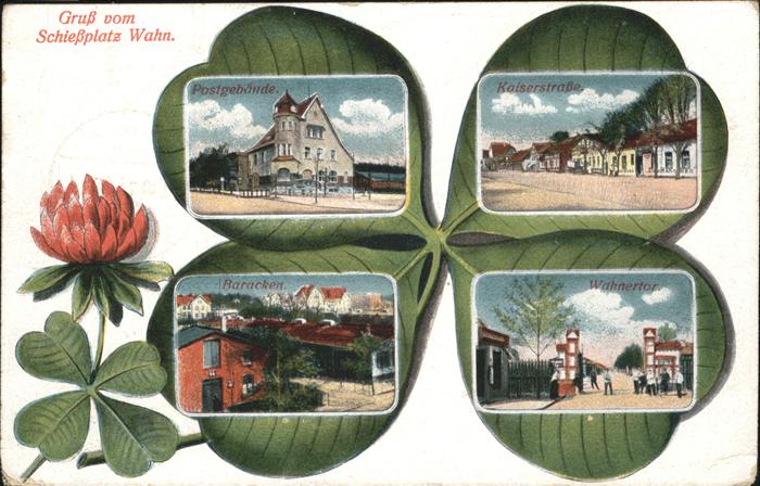 Kleeblatt-Litho Wahn Schießplatz Postgebäude Kaiserstra