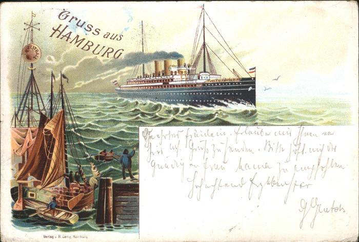 Dampfer Oceanliner Hamburg Segelboot